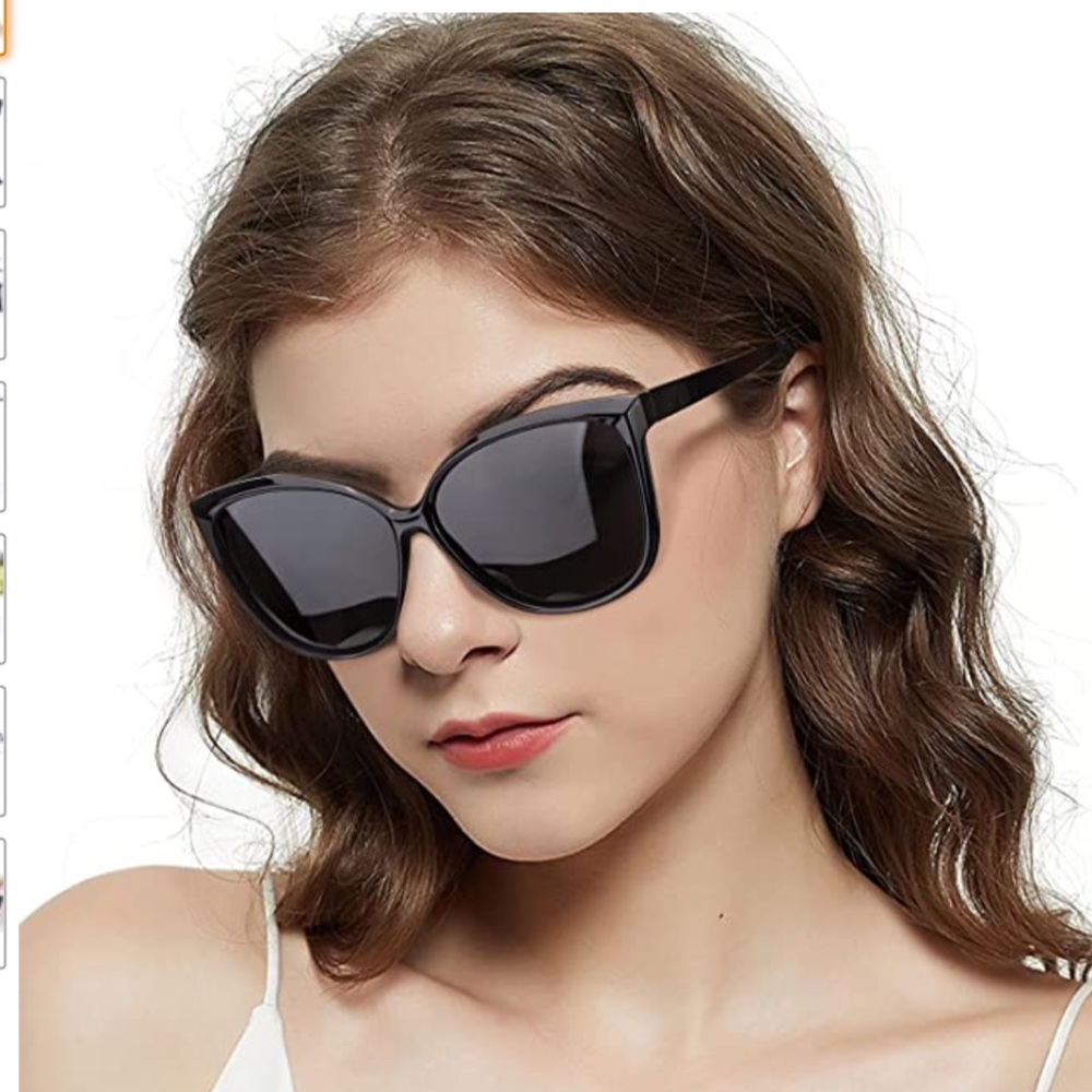 LVIO polarized cat eye black  sunglasses 400 UV with case